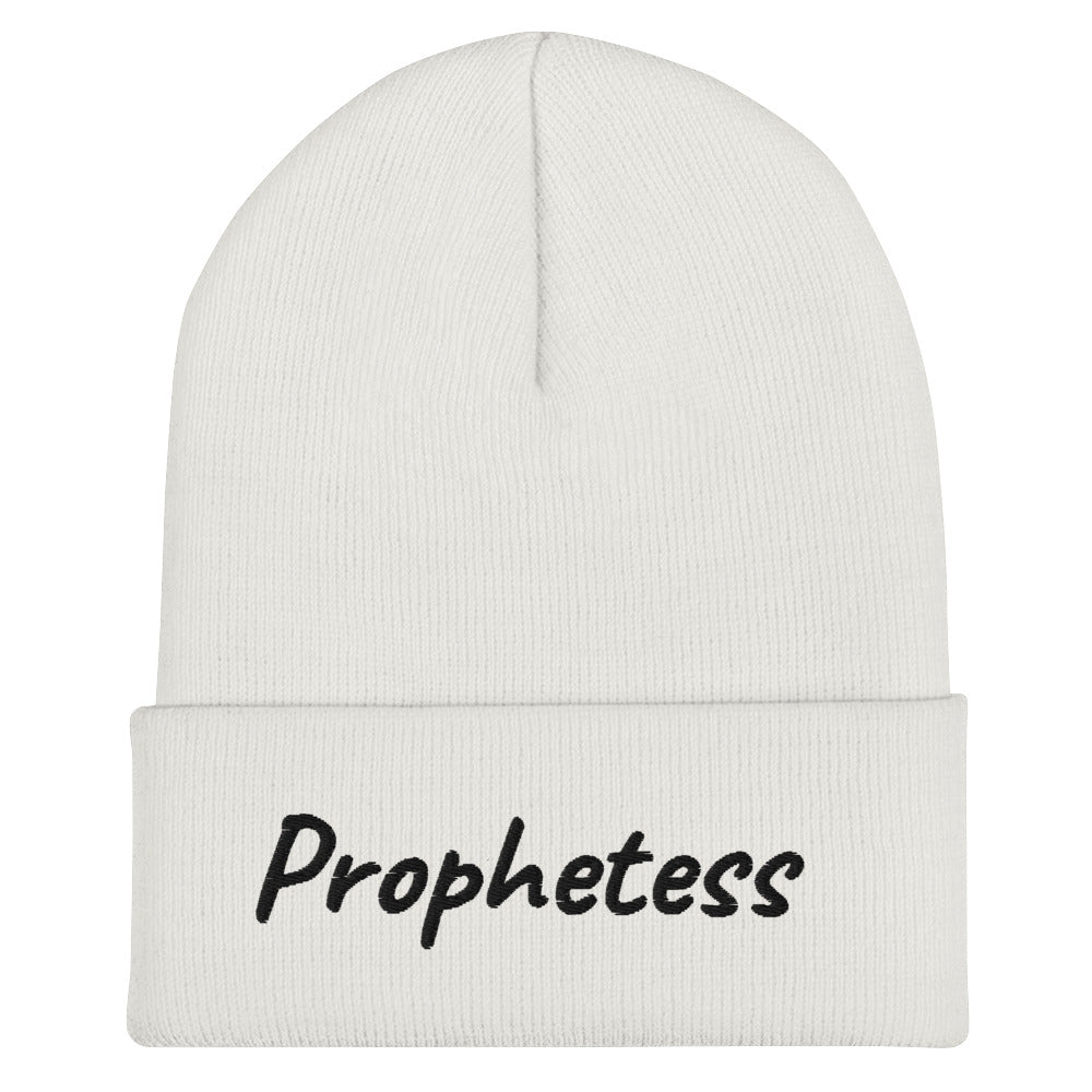 Prophetess White Cuffed Beanie